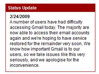 Почтовый сервис Gmail вернулся в онлайн